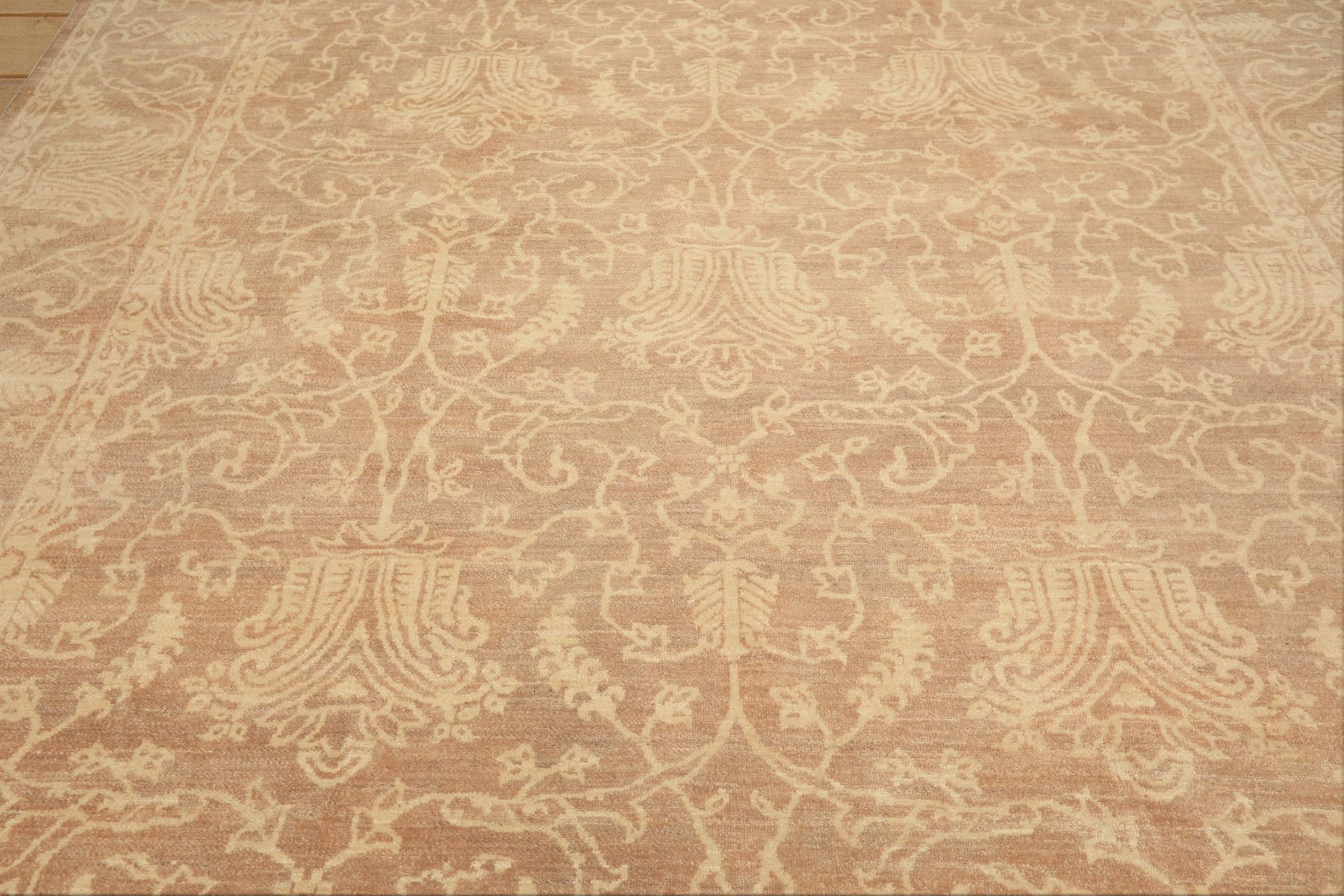 9x12 Tan, Ivory, Color Hand Knotted Peshawar Wool Transitional Oriental Rug