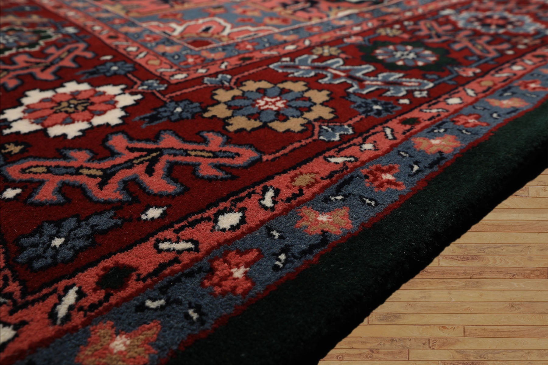 9x12 Green, Red, Pink Color Hand Knotted Heriz Wool Traditional/ Medallion Oriental Rug