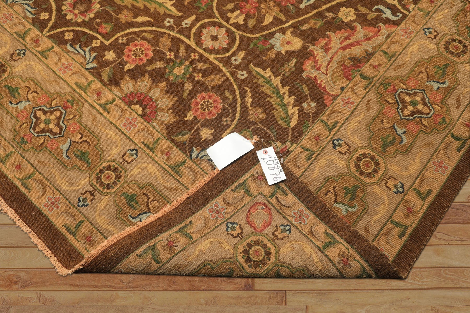 9x12 Brown, Taupe, Green Color Hand Knotted Soumak Wool Transitional Oriental Rug