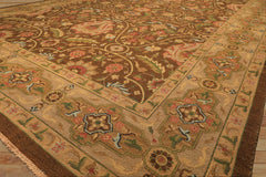 9x12 Brown, Taupe, Green Color Hand Knotted Soumak Wool Transitional Oriental Rug