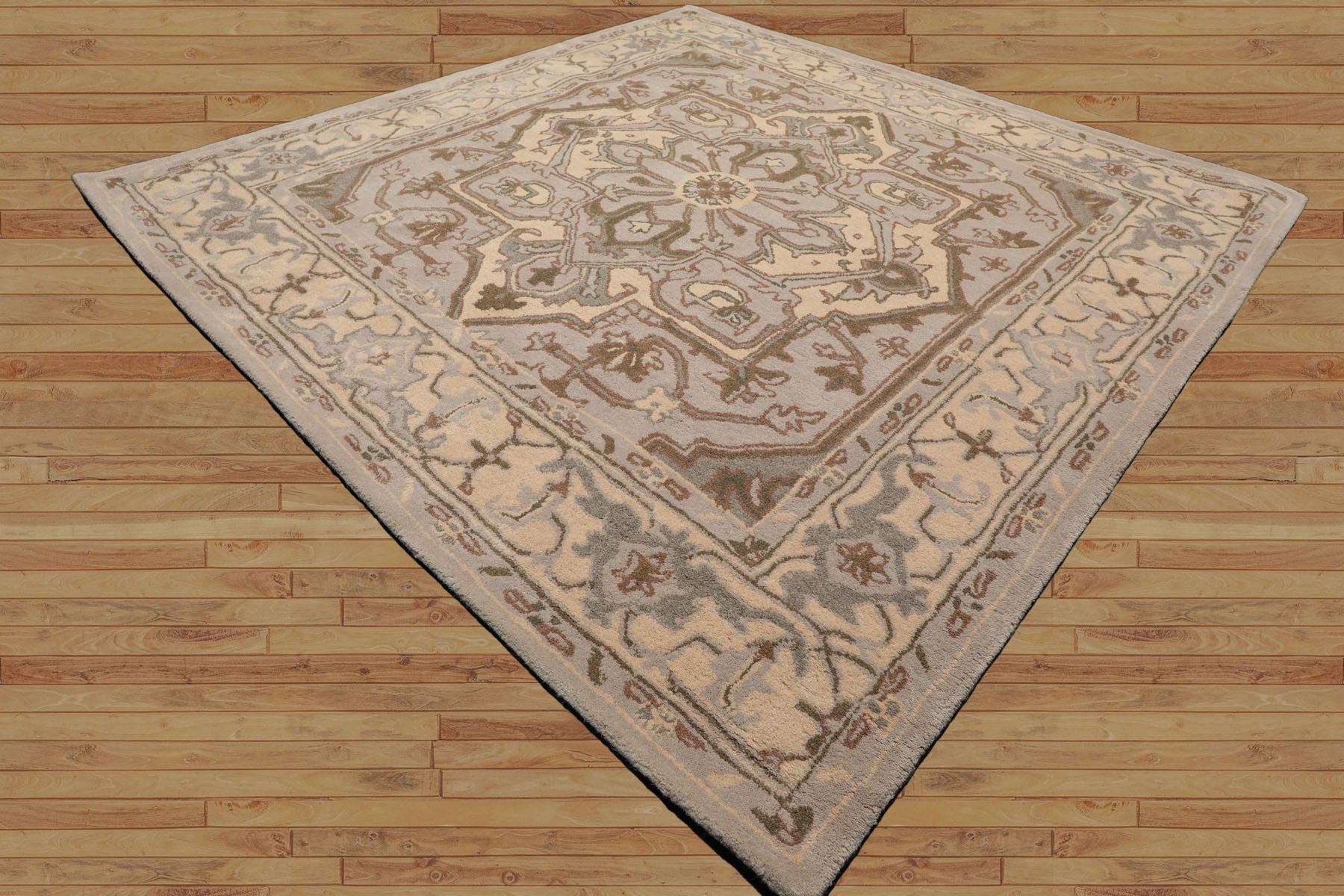 Lucaas Multi Size Traditional Geometric Gray Wool LoomBloom Hand Tufted Oriental Style Rug