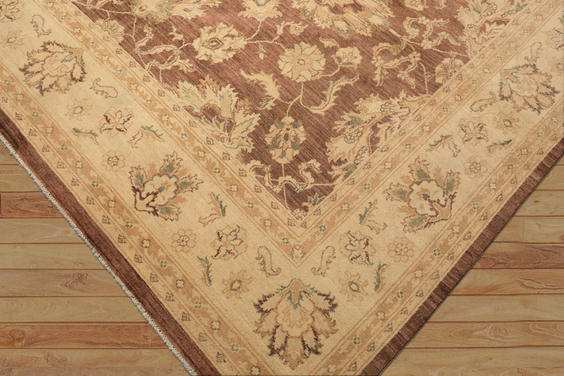 9x12 Taupe, Ivory, Tan Color Hand Knotted Chobi Peshawar Wool Transitional Oriental Rug