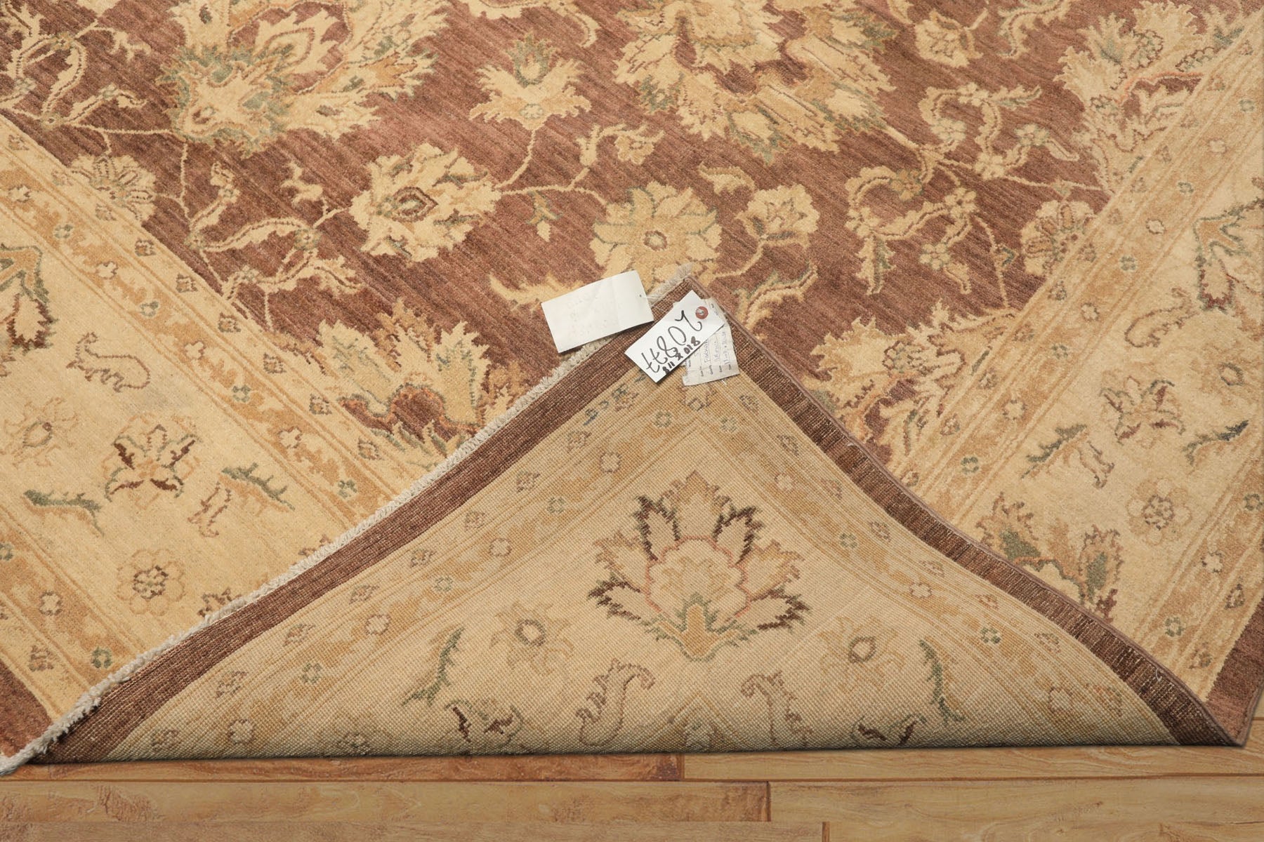 9x12 Taupe, Ivory, Tan Color Hand Knotted Chobi Peshawar Wool Transitional Oriental Rug