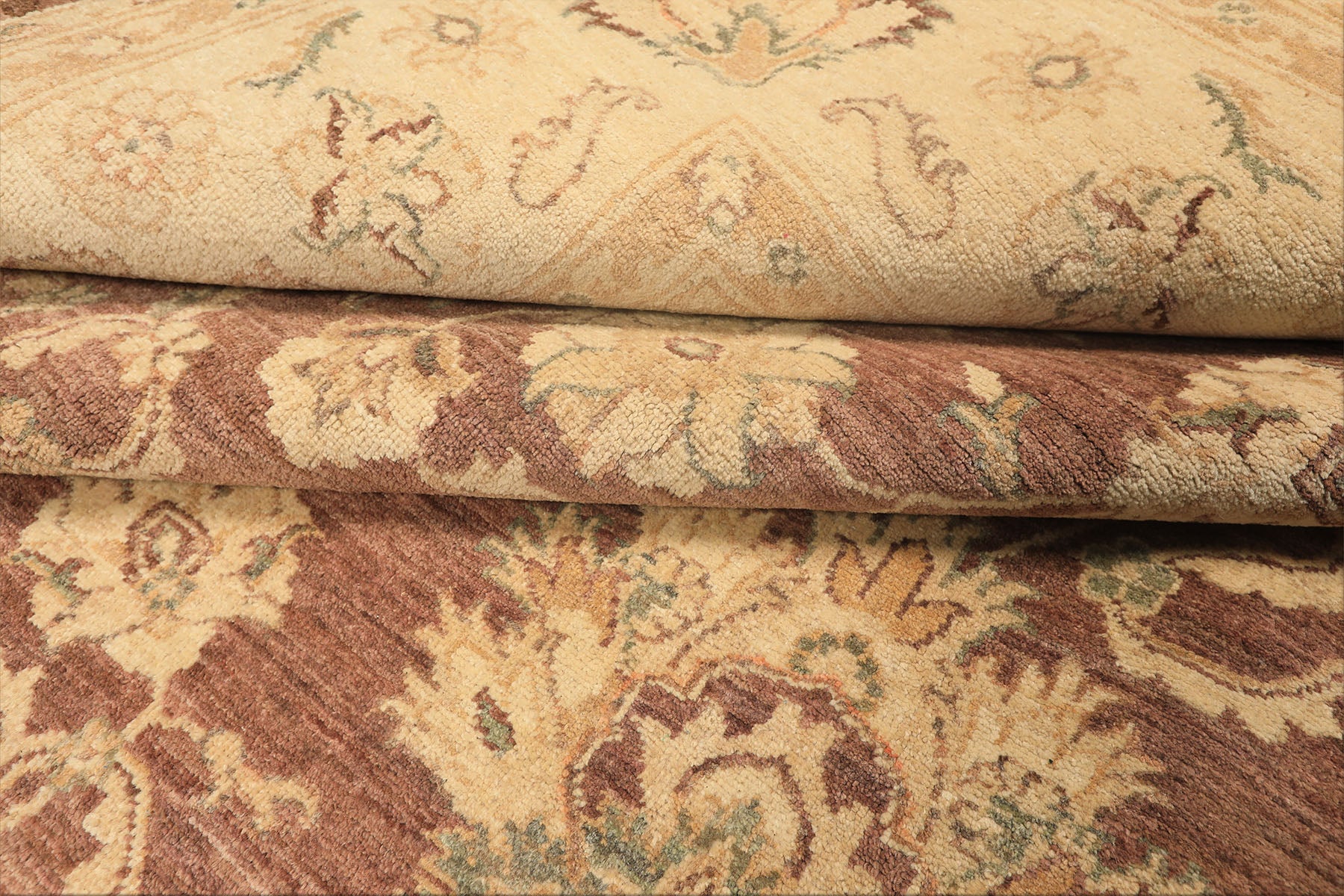 9x12 Taupe, Ivory, Tan Color Hand Knotted Chobi Peshawar Wool Transitional Oriental Rug
