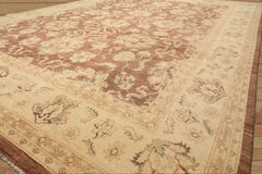 9x12 Taupe, Ivory, Tan Color Hand Knotted Chobi Peshawar Wool Transitional Oriental Rug