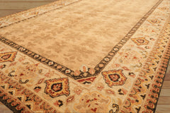 6x9 Tan, Ivory, Gold Color Hand Knotted Agra Wool Transitional Oriental Rug
