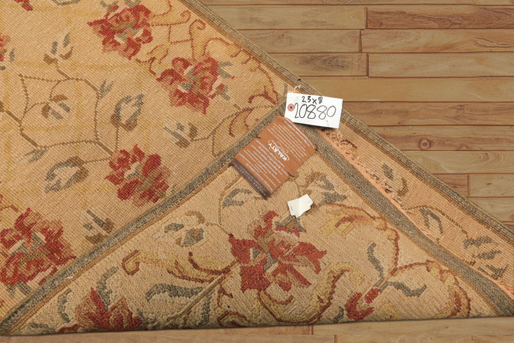 Runner Beige, Rust, Gold Color Hand Knotted Soumak Wool Transitional Oriental Rug