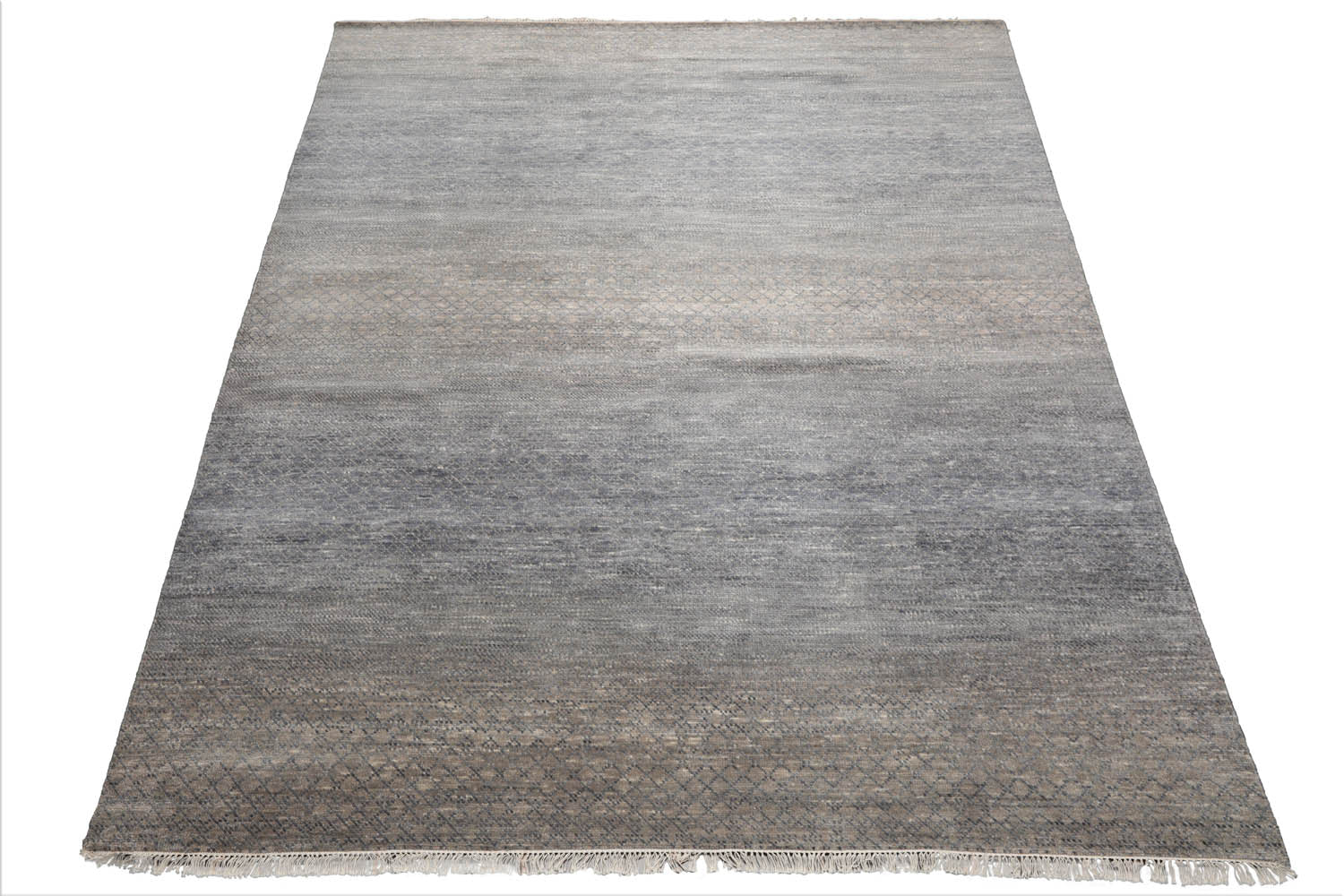 Anine Geometric Modern 8x10 Tibetan Rug in Slate Hand Knotted with Wool and Bamboo Silk