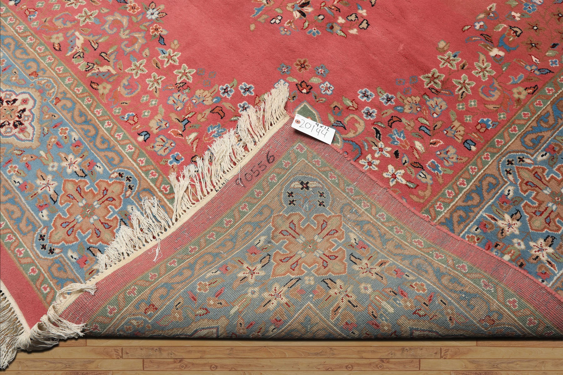 9x12 Pink, Blue, Sage Color Hand Knotted Kashan Wool Traditional/ Botanical Oriental Rug