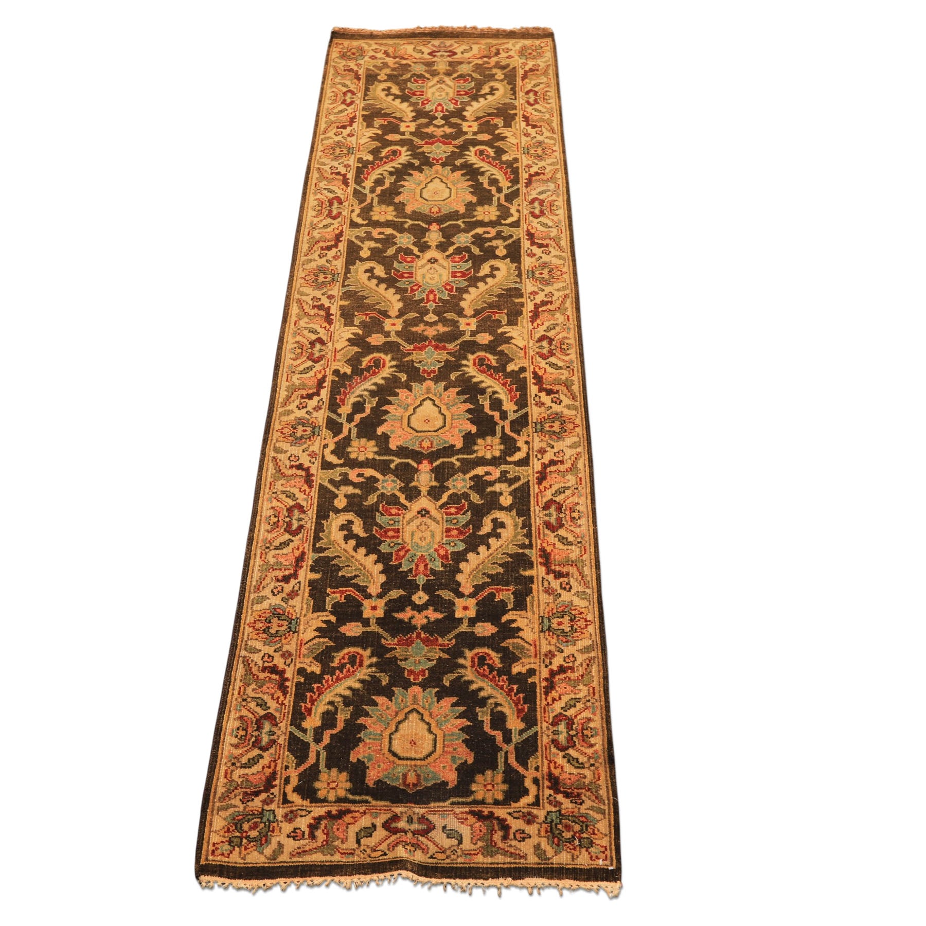 Multi Size Brown Gold Aqua Color Hand Knotted Agra Wool Traditional Oriental Rug
