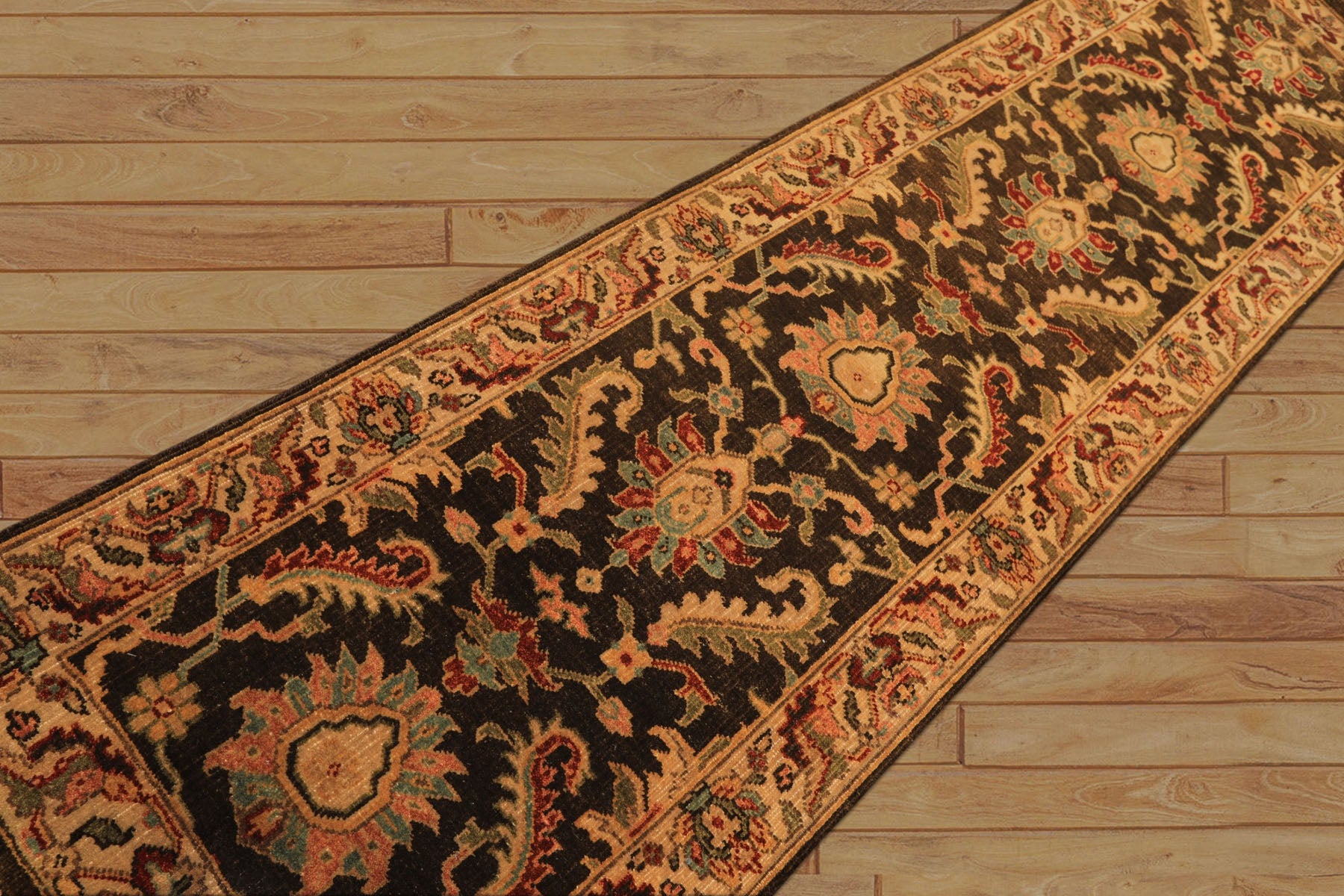 Multi Size Brown Gold Aqua Color Hand Knotted Agra Wool Traditional Oriental Rug