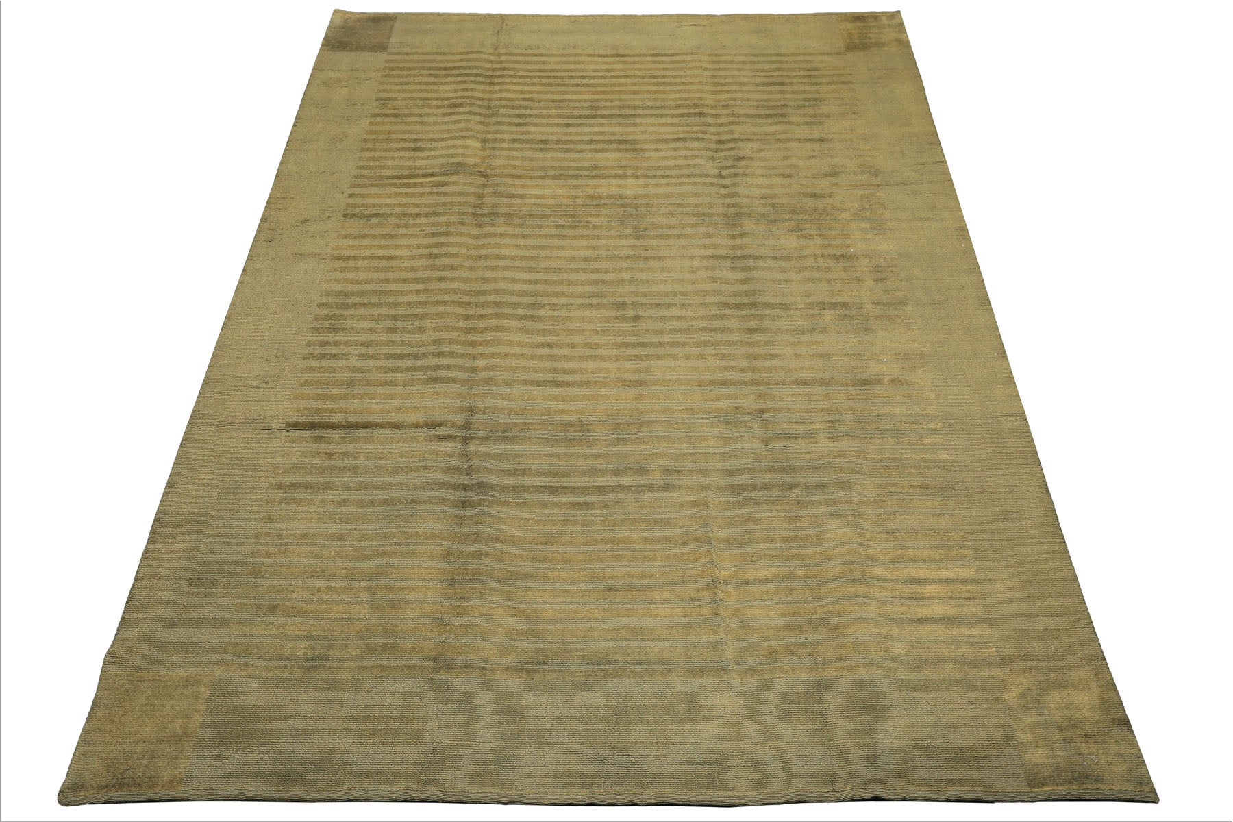 8x11 Olive, Green, Color Hand Knotted Tibetan Wool Modern & Contemporary / ribbed Oriental Rug