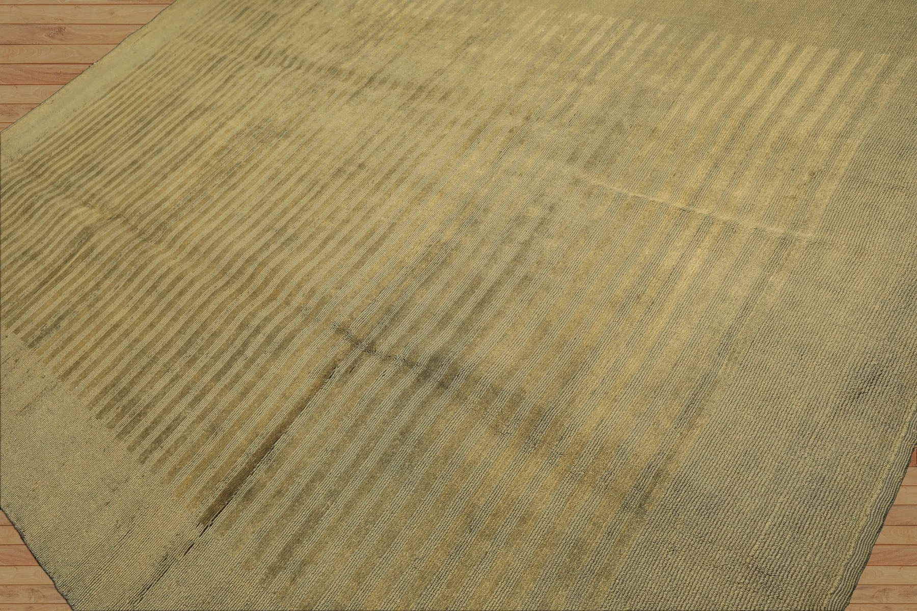 8x11 Olive, Green, Color Hand Knotted Tibetan Wool Modern & Contemporary / ribbed Oriental Rug