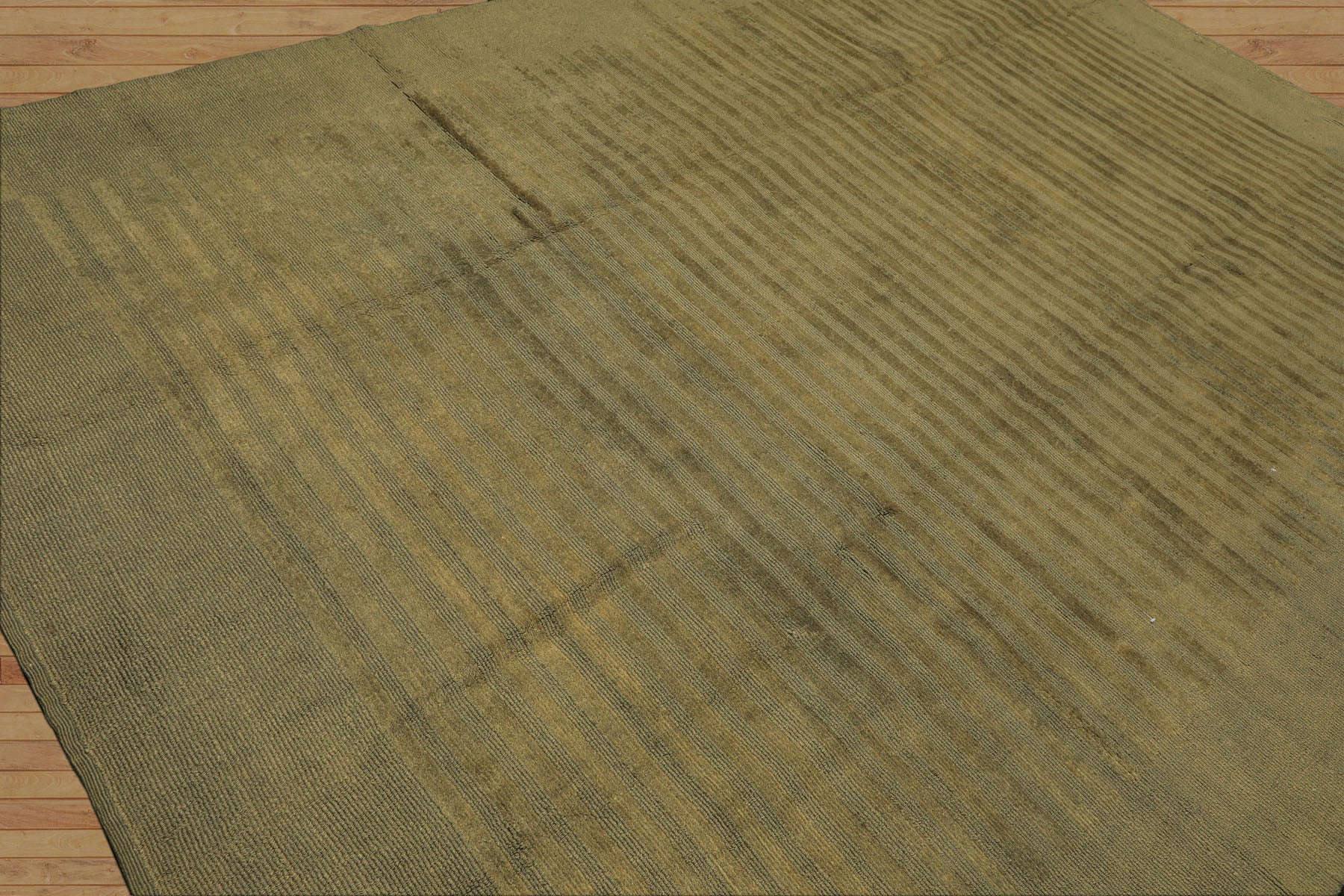 8x11 Olive, Green, Color Hand Knotted Tibetan Wool Modern & Contemporary / ribbed Oriental Rug