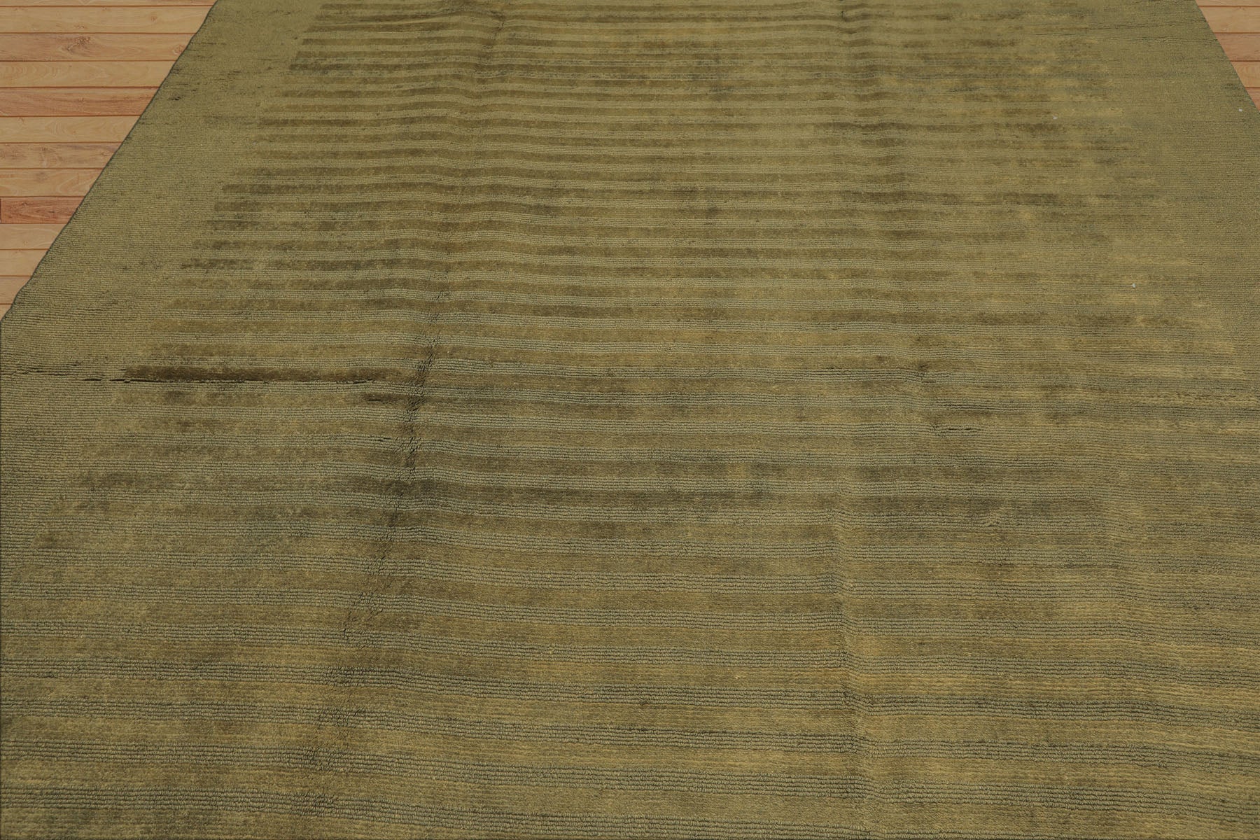 8x11 Olive, Green, Color Hand Knotted Tibetan Wool Modern & Contemporary / ribbed Oriental Rug