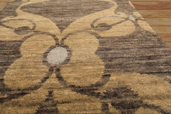 2'6x10 Gray, Beige, Slate Color Hand Knotted Tibetan Wool Transitional Oriental Rug