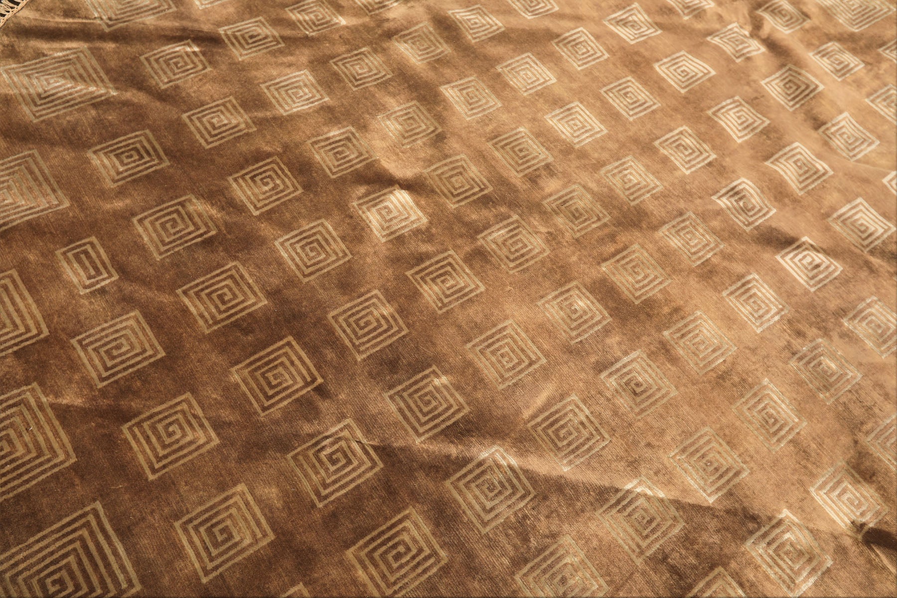 8' Round Camel, Celadon, Color Hand Knotted Tibetan New Zealand Wool Transitional Oriental Rug