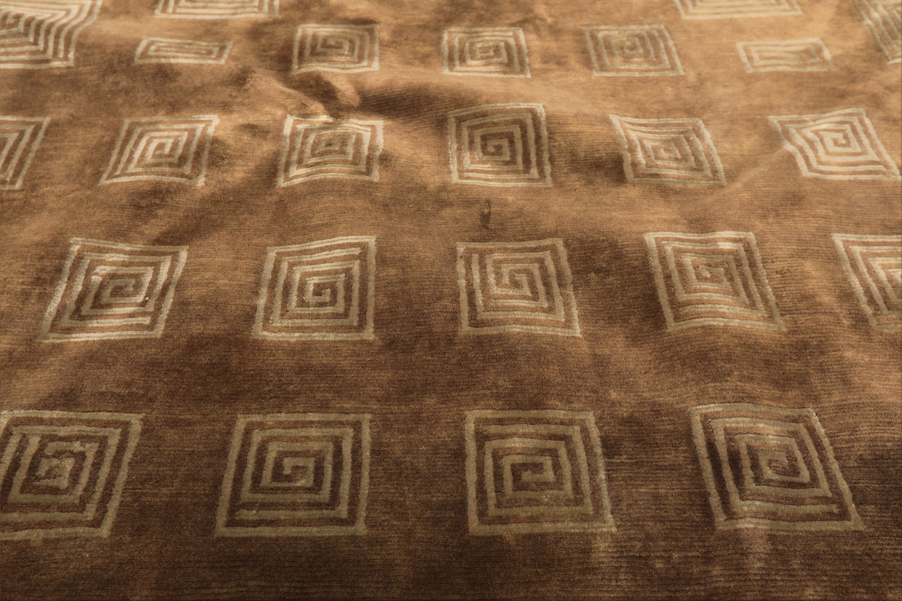 8' Round Camel, Celadon, Color Hand Knotted Tibetan New Zealand Wool Transitional Oriental Rug