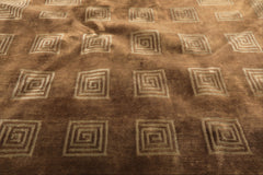 8' Round Camel, Celadon, Color Hand Knotted Tibetan New Zealand Wool Transitional Oriental Rug