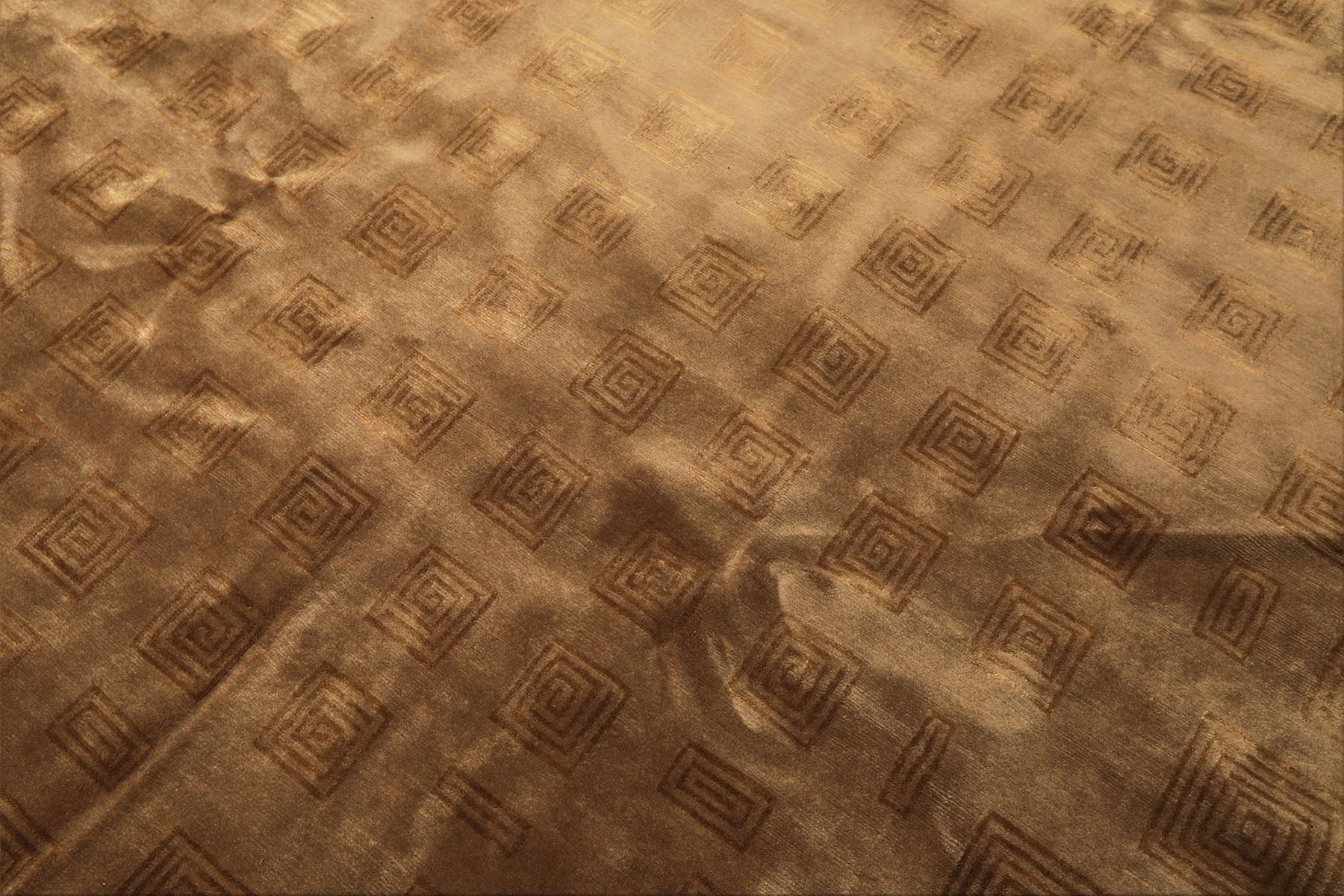 Round Tan, Gold, Color Hand Knotted Tibetan New Zealand Wool Transitional Oriental Rug