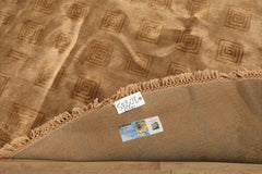 Round Tan, Gold, Color Hand Knotted Tibetan New Zealand Wool Transitional Oriental Rug