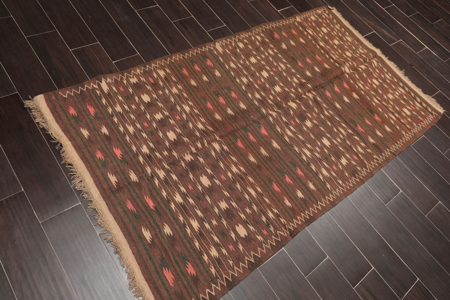 4x6 Brown, Beige, Green Color Hand Knotted All-Over 100% Wool Traditional Oriental Rug