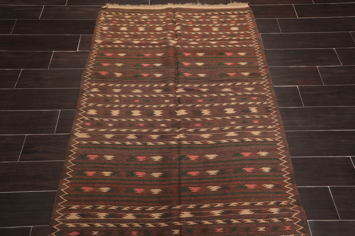 4x6 Brown, Beige, Green Color Hand Knotted All-Over 100% Wool Traditional Oriental Rug