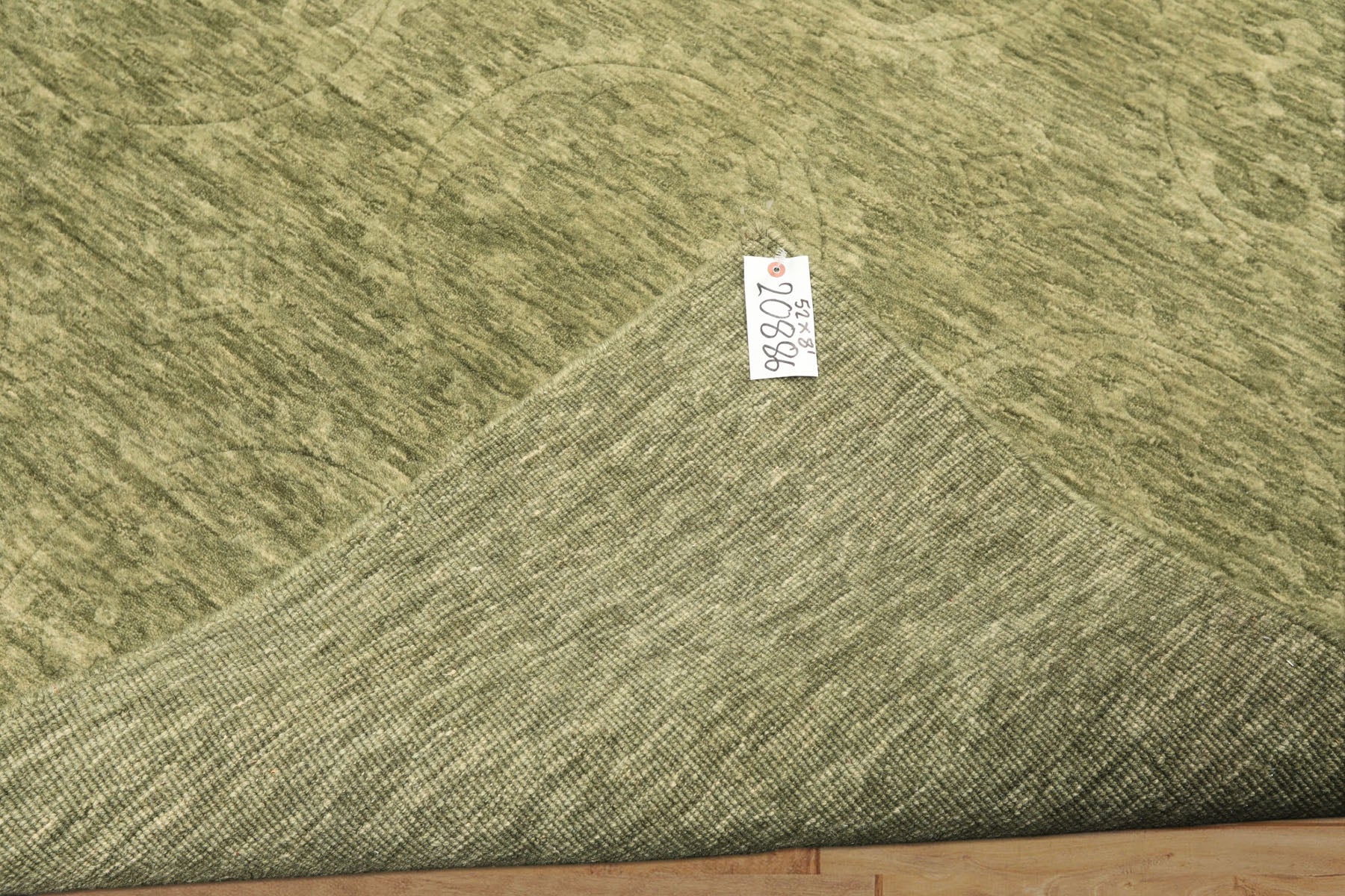 5x8 Tone on Tone Sage, , Color Hand Knotted Tibetan Wool Transitional Oriental Rug