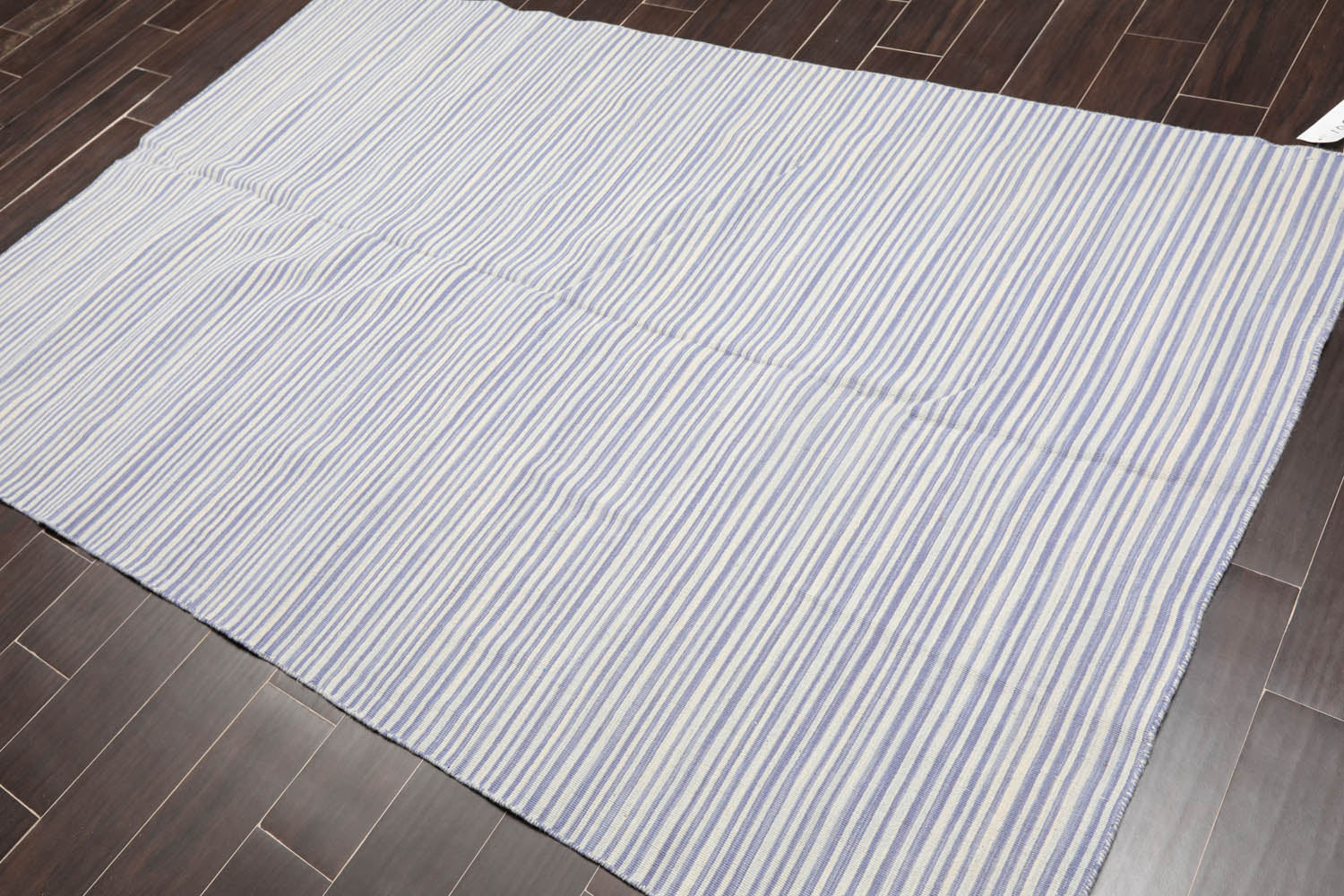 5x7 White, Indigo, Color Hand Woven Striped 100% Wool Traditional-Persian/Oriental Oriental Rug