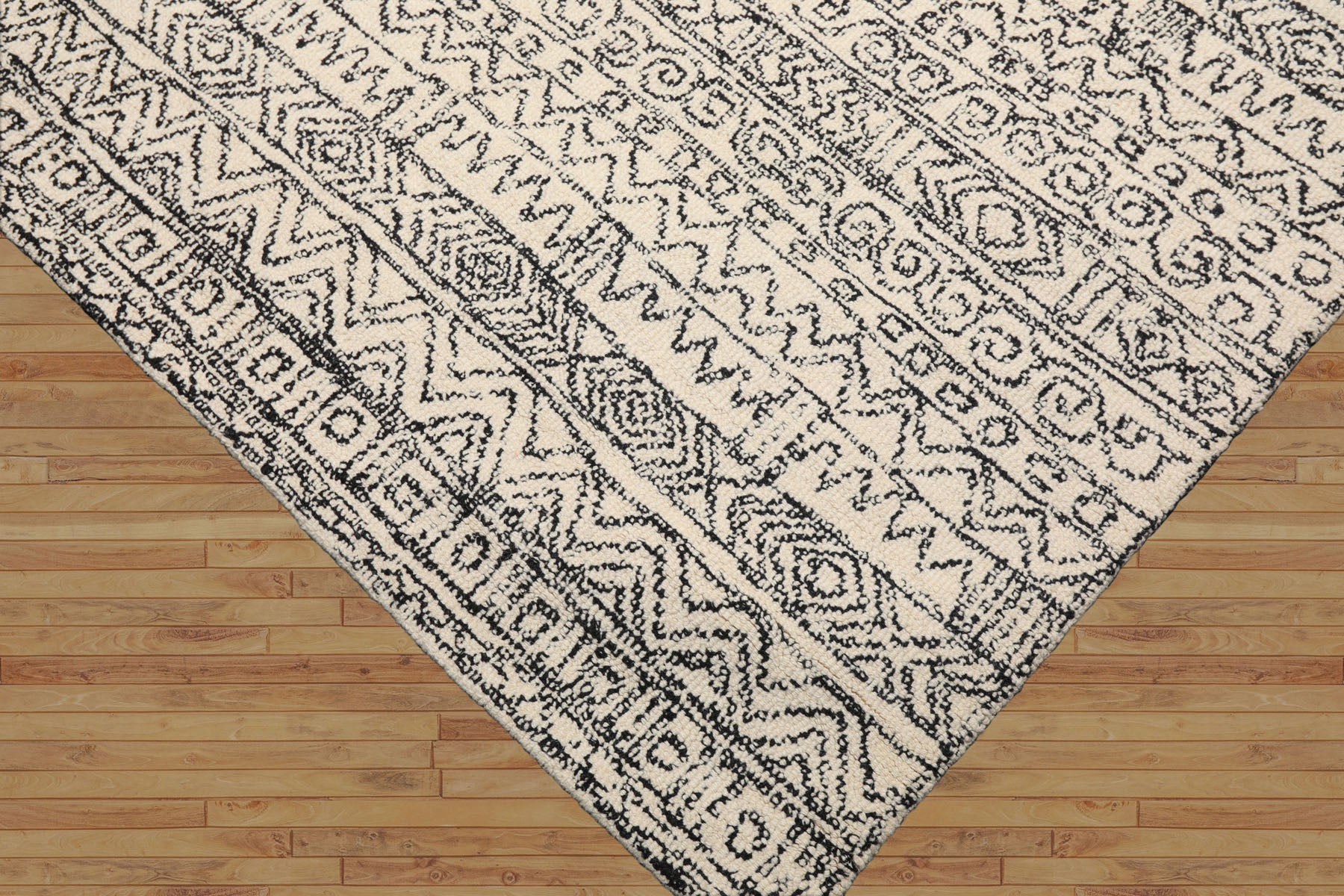 Losada Multi Size Tribal Moroccan Ivory Wool LoomBloom Hand Tufted Oriental Style Rug