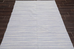 5x7 White, Indigo, Color Hand Woven Striped 100% Wool Traditional-Persian/Oriental Oriental Rug