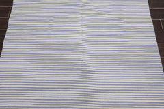 5x7 White, Indigo, Color Hand Woven Striped 100% Wool Traditional-Persian/Oriental Oriental Rug
