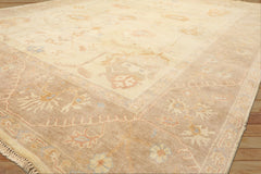 8x10 Ivory, Beige, Taupe Color Hand Knotted Oushak Wool Transitional Oriental Rug