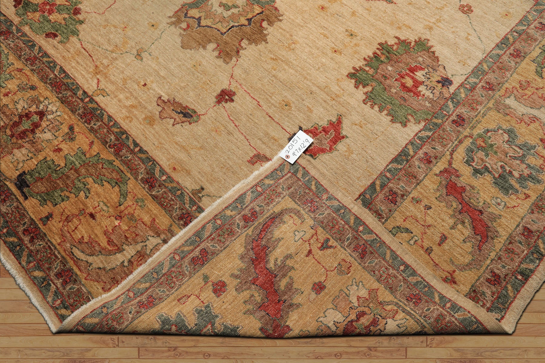 9x12 Beige, Gold, Aqua Color Hand Knotted Oushak Wool Arts & Crafts Oriental Rug