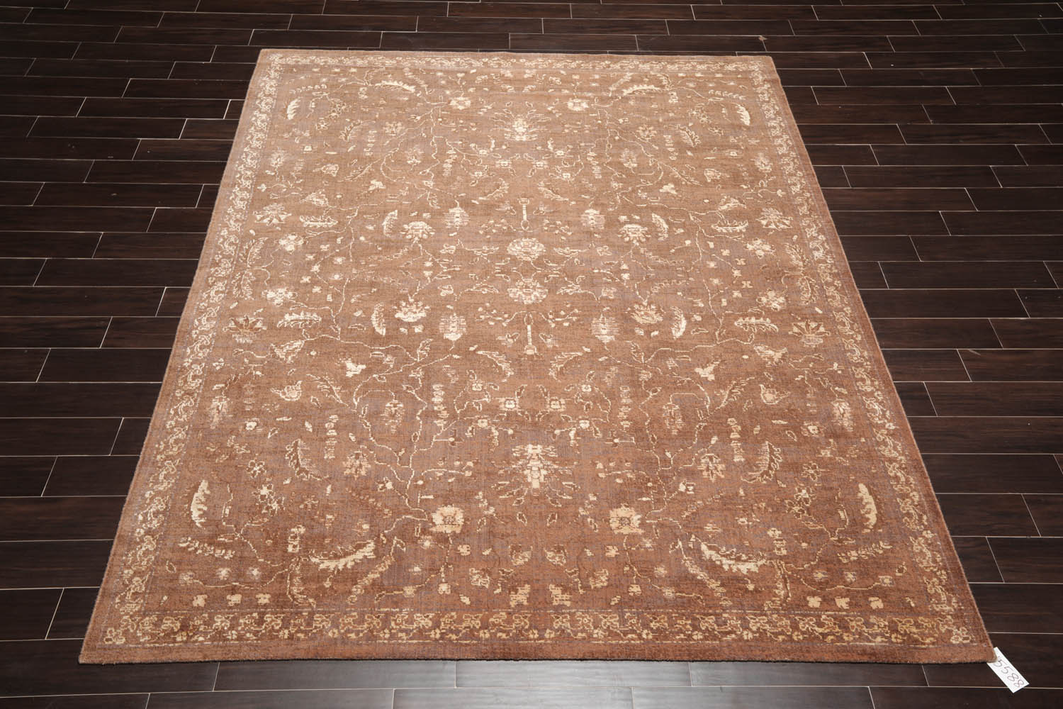 8x10 Brown, Gray, Beige Color Machine Made Erased Pattern 100% Wool Transitional Oriental Rug