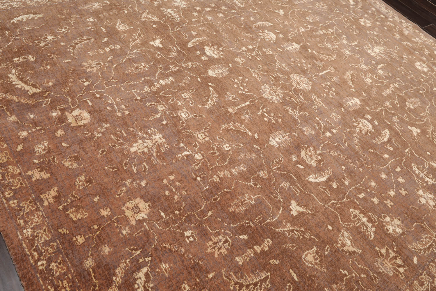 8x10 Brown, Gray, Beige Color Machine Made Erased Pattern 100% Wool Transitional Oriental Rug