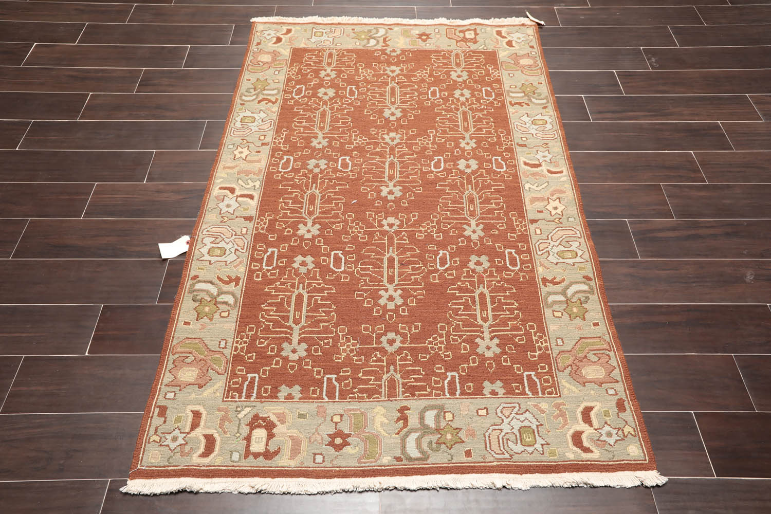 3x5 Plum, Sage, Ivory Color Hand Knotted All-Over 100% Wool Traditional Oriental Rug