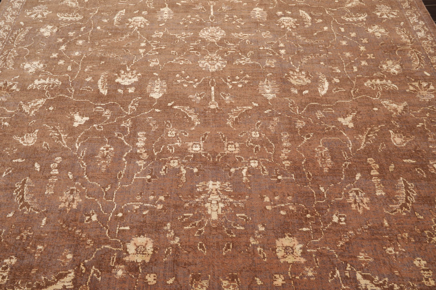 8x10 Brown, Gray, Beige Color Machine Made Erased Pattern 100% Wool Transitional Oriental Rug