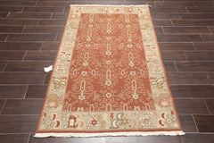 3x5 Plum, Sage, Ivory Color Hand Knotted All-Over 100% Wool Traditional Oriental Rug