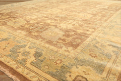 8x10 Brown, Gold, Slate Color Hand Knotted Oushak Wool Transitional Oriental Rug