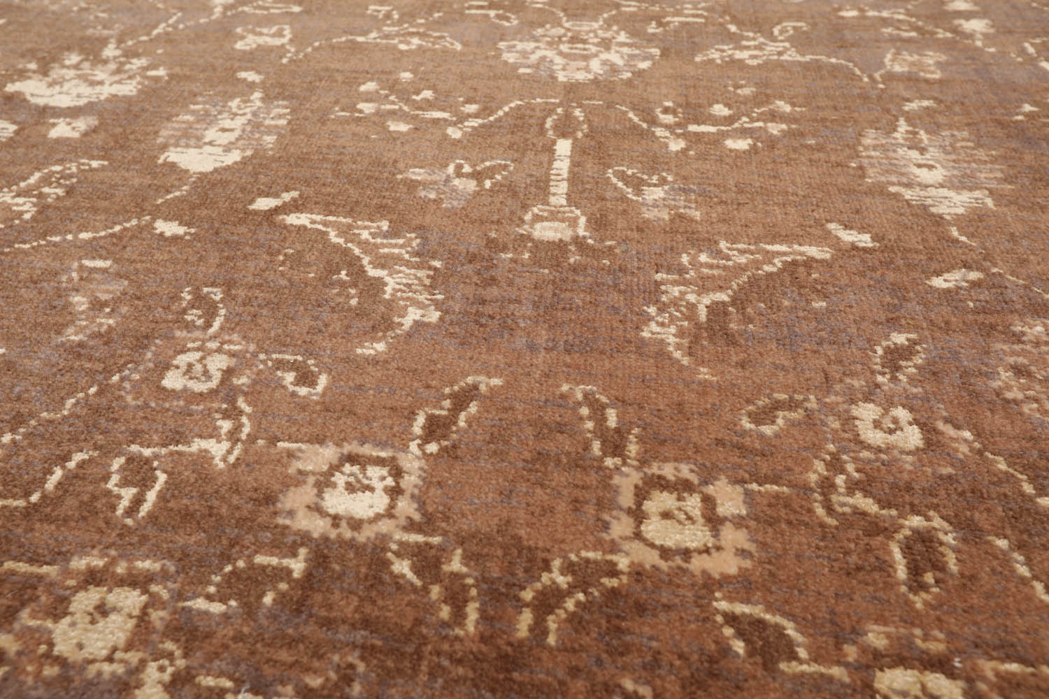 8x10 Brown, Gray, Beige Color Machine Made Erased Pattern 100% Wool Transitional Oriental Rug