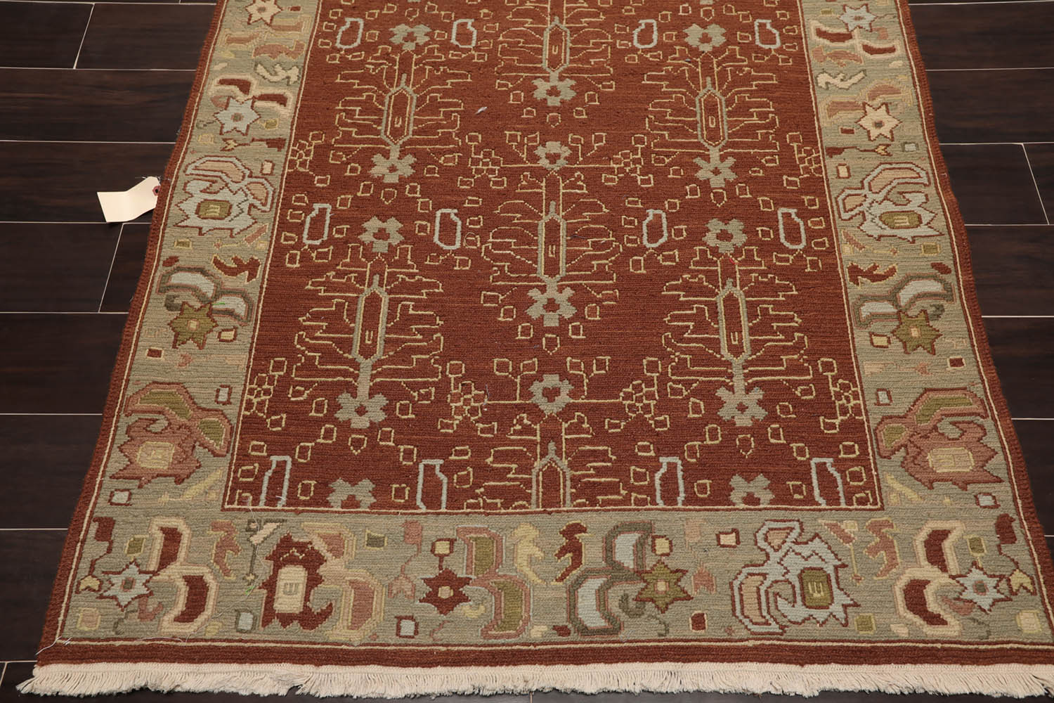 3x5 Plum, Sage, Ivory Color Hand Knotted All-Over 100% Wool Traditional Oriental Rug