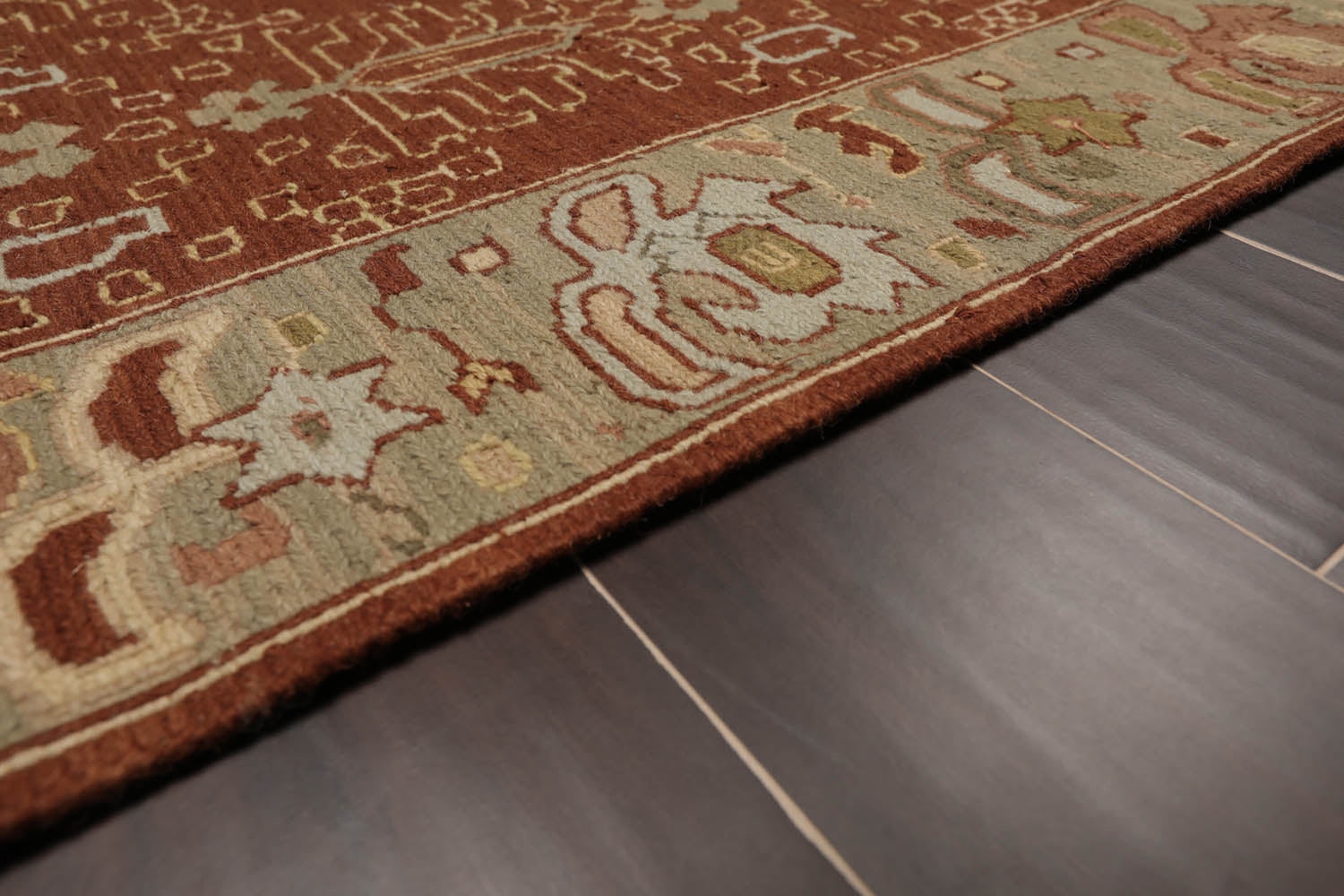 3x5 Plum, Sage, Ivory Color Hand Knotted All-Over 100% Wool Traditional Oriental Rug