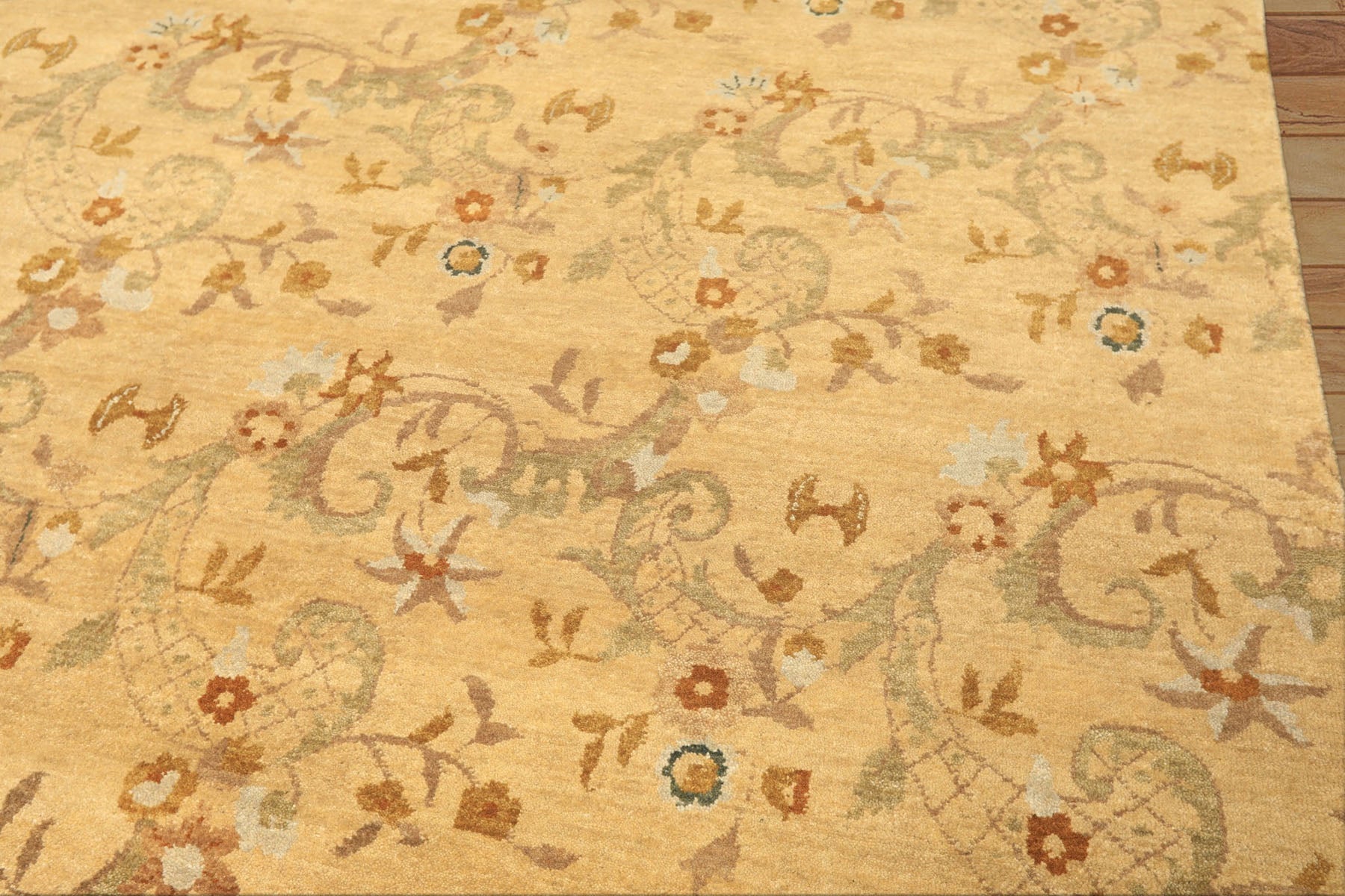 8x10 Light Gold, Gray, Caramel Color Hand Woven Oushak Wool Transitional Oriental Rug