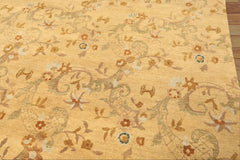 8x10 Light Gold, Gray, Caramel Color Hand Woven Oushak Wool Transitional Oriental Rug
