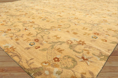 8x10 Light Gold, Gray, Caramel Color Hand Woven Oushak Wool Transitional Oriental Rug