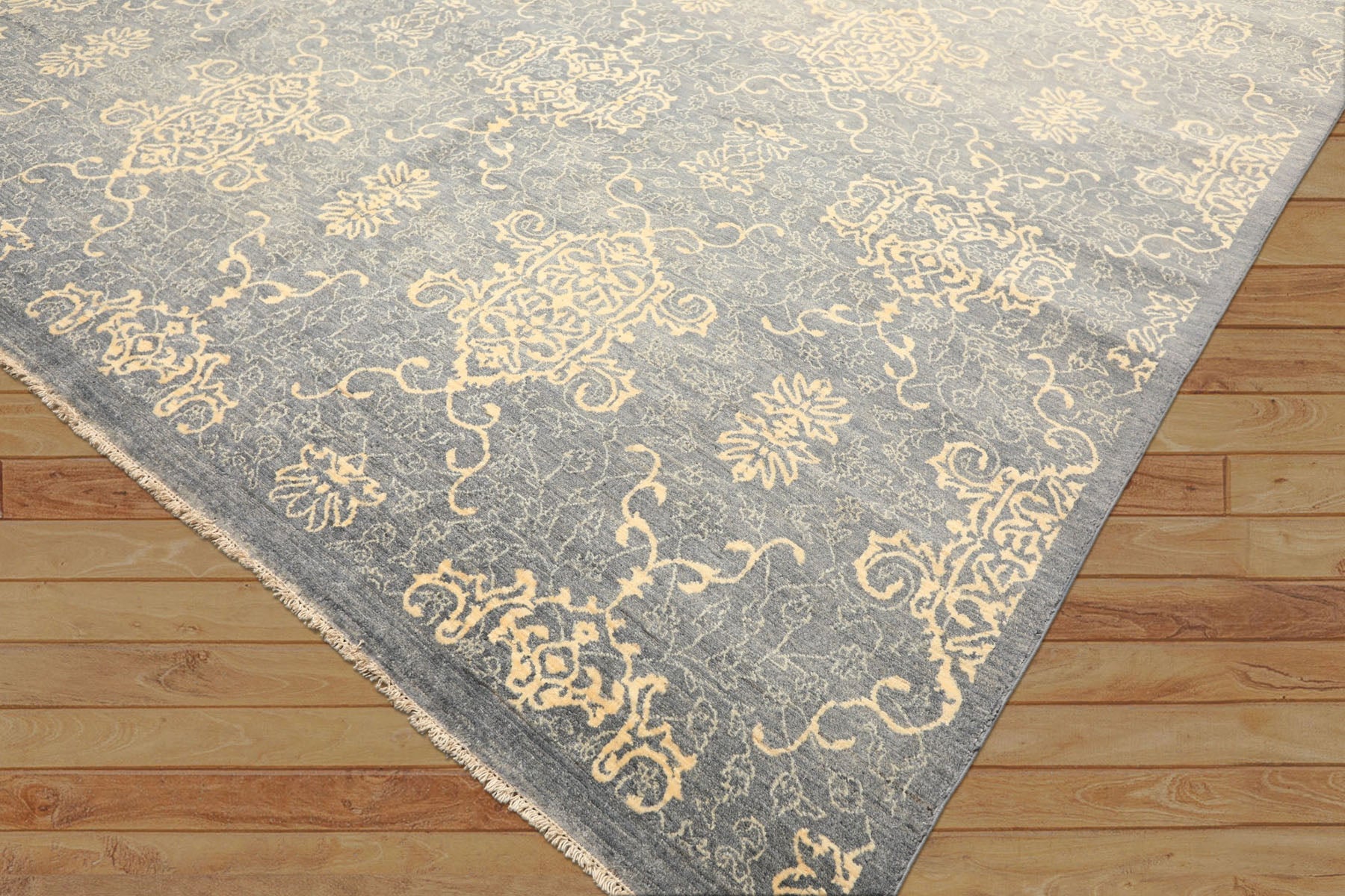 8x10 Gray, Ivory, Color Hand Knotted Peshawar Wool Transitional Oriental Rug