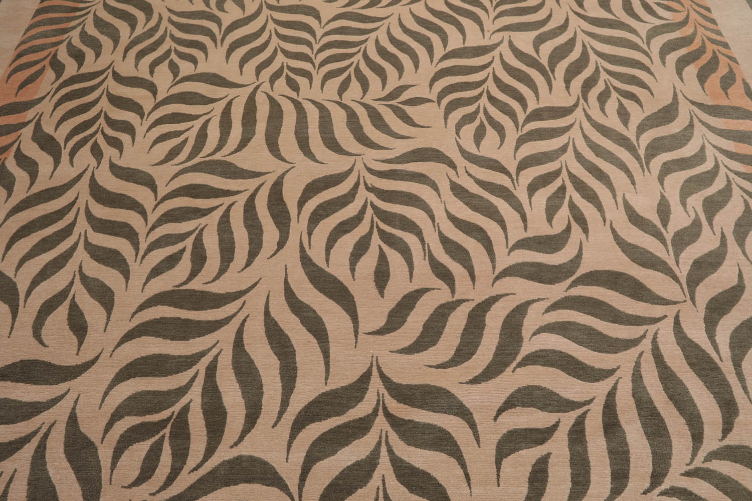 9x12 Beige, Gray, Muted Peach Color Hand Knotted All-Over 100% Wool Transitional Oriental Rug