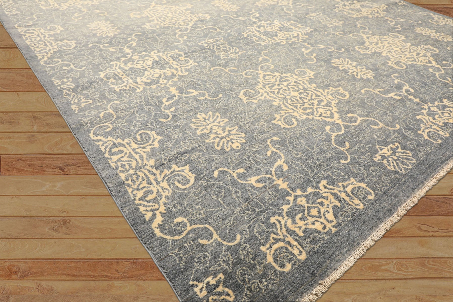 8x10 Gray, Ivory, Color Hand Knotted Peshawar Wool Transitional Oriental Rug
