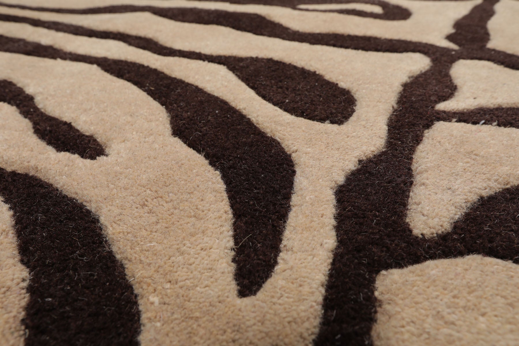 Tishomingo Multi Size Modern Zebra Print Beige Wool LoomBloom Hand Tufted Oriental Style Rug